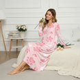 thumbnail image 3 of Xoenoiee Pink Heart Dog Paw Print Long Nightgowns for Women Long Sleeve Sleepshirt Valentine's Day Button Sleep Dress Mumu Dress V Neck Sleepwear Plus Size, Size L, 3 of 7