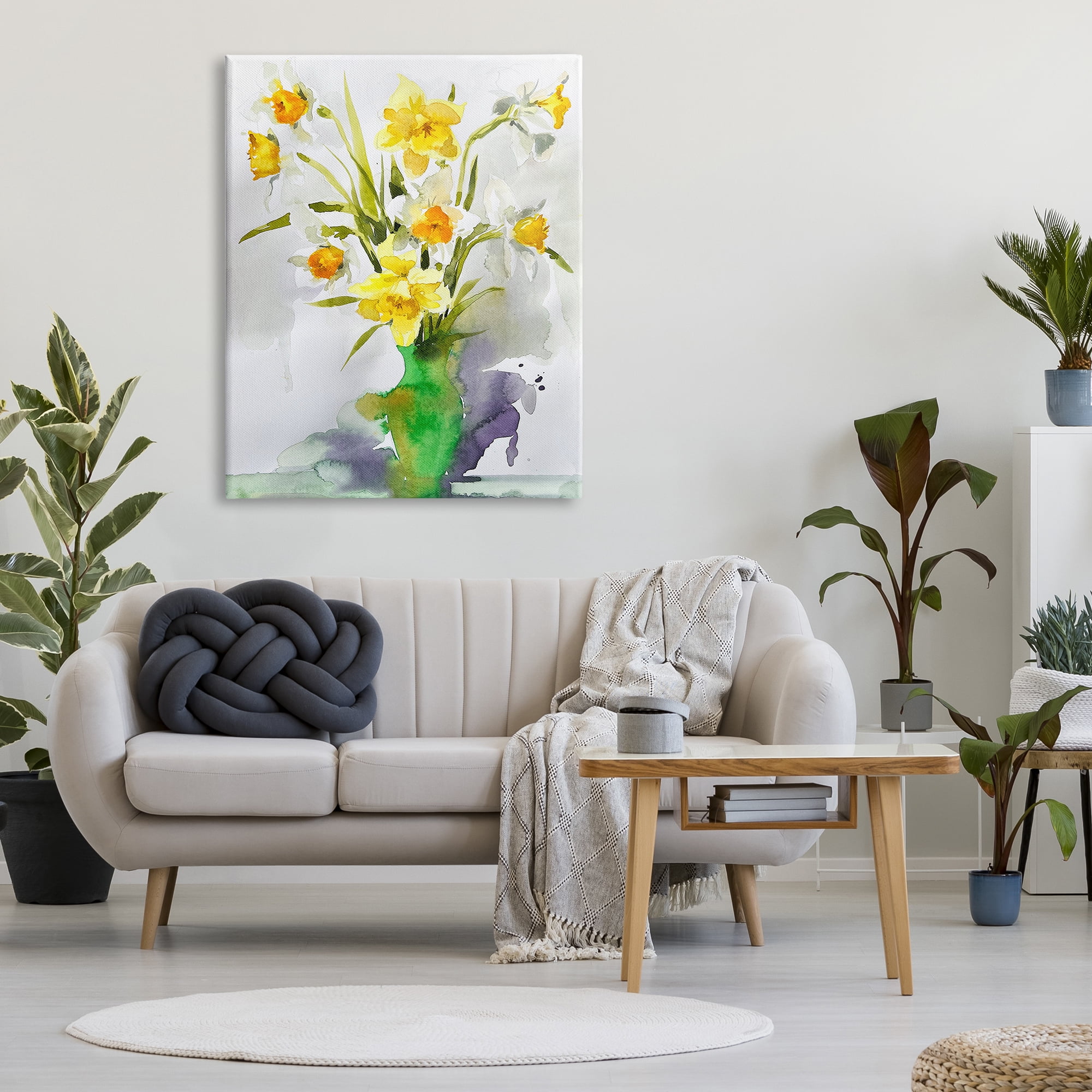 Stupell Industries Modern Daffodils Vase Botanical & Floral Painting Gallery Wrapped Canvas Print Wall Art, 36 x 48