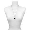 thumbnail image 3 of Delight Jewelry Silvertone Small Navy Blue Megaphone Be Strong and Courageous Engraved Cross Zoey Necklace, 28", 3 of 4