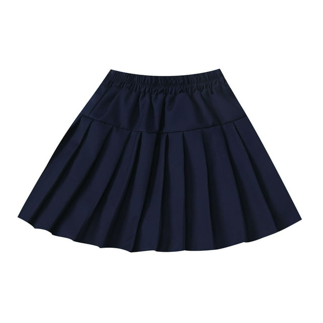 MeetoTime Baby Girls Clothes 2-15 Years Elastic Waist Solid Color Pleated Skirt Performance Short Dress for Girl
