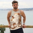 thumbnail image 6 of Pofeuu Relaxing Cat With Tea Print Men's Workout Tank Tops Sleeveless Muscle Gym Shirt Quick Dry-, 6 of 7
