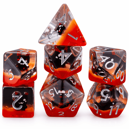 Polyhedral DND Dice Set Transparent Red Black Resin RPG Dice with Black Ghost Insert Dice for Dungeons and Dragons Games