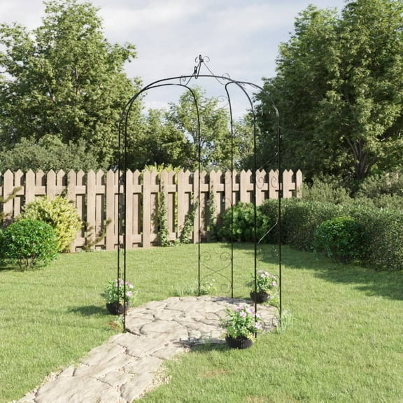 vidaXL Garden Arch Black Powder-Coated Steel Ø70.9x100.4 in Durable