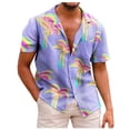 thumbnail image 2 of Summer New Men's Printed Slim Fit Shirt Large Fashion Casual Short Sleeve Shirt MenXL, 2 of 4
