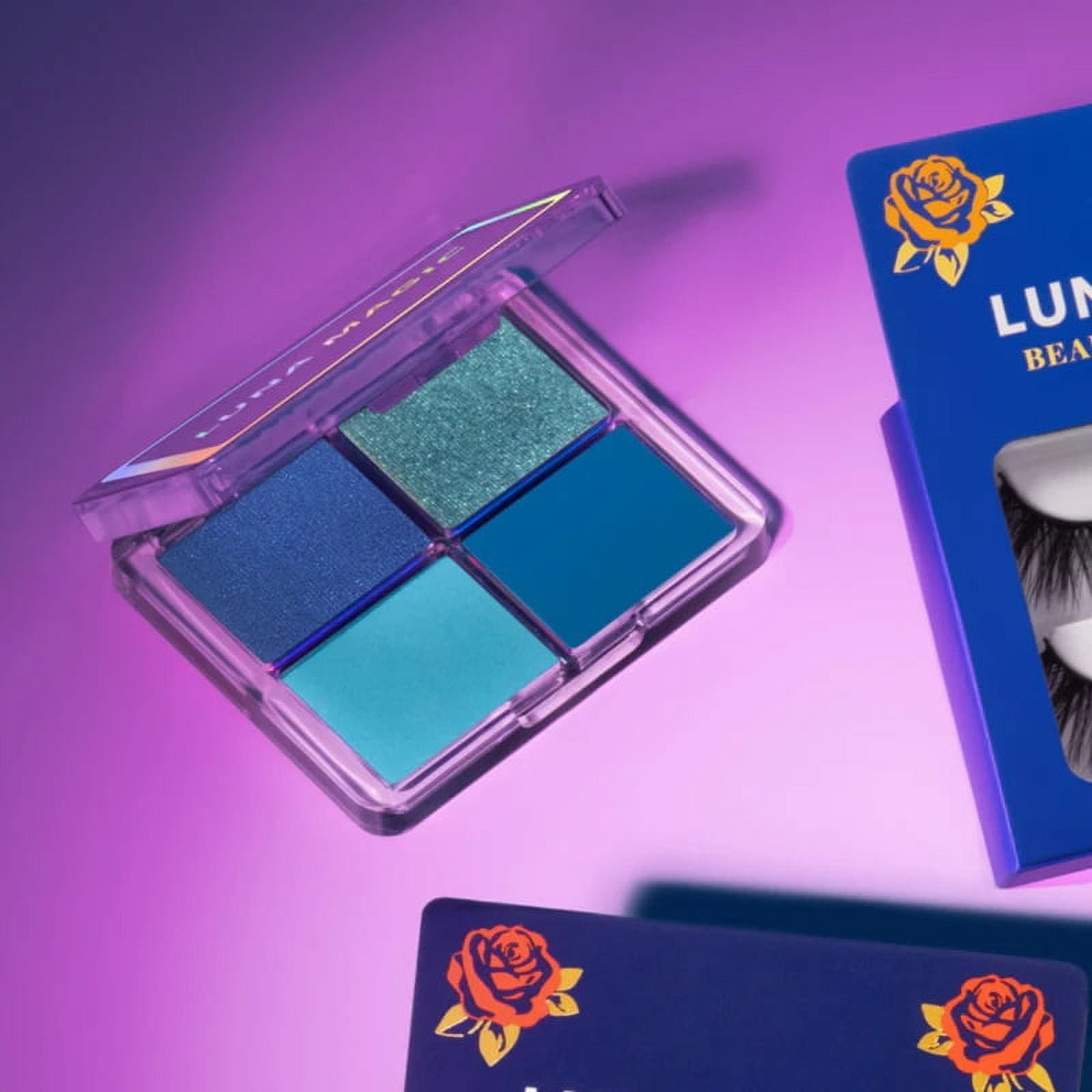 LUNA MAGIC High Pigment Travel Makeup Quad Eye Shadow Palette, Royal Nights, Mini