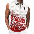 thumbnail image 2 of Men Gradient Polo Shirt Slim Fit Sleeveless Golf Shirt Performance Casual T-Shirts Red L, 2 of 5