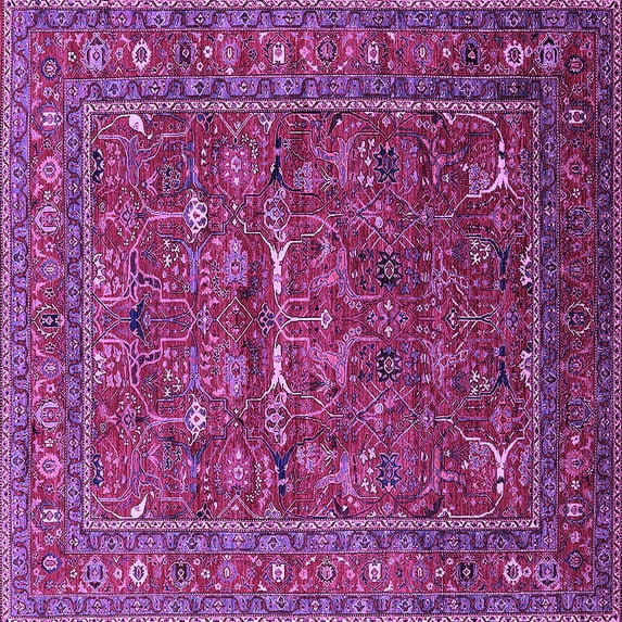 Ahgly Company Indoor Square Oriental Purple Industrial Area Rugs, 7' Square