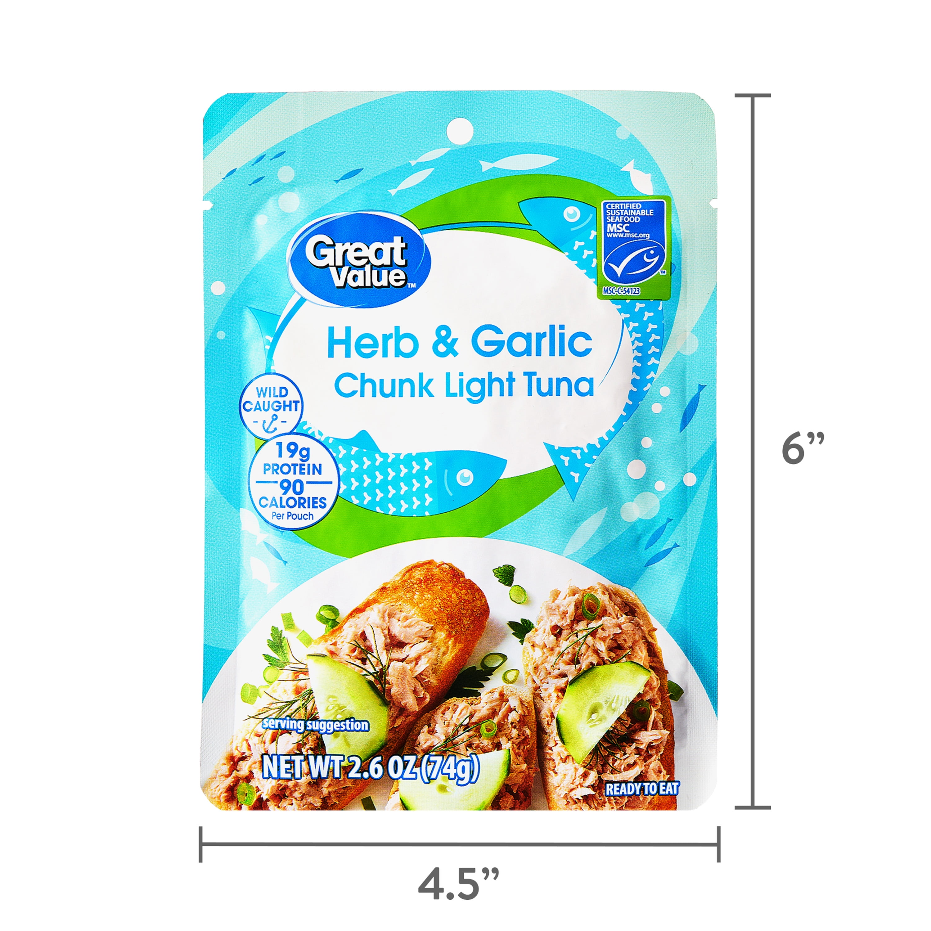 Great Value Herb and Garlic Chunk Light Tuna, 2.6 oz Pouch