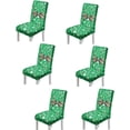 thumbnail image 3 of Green Bow Candy Cane Christmas Chair Covers Set of 6 Removable Washable Stretchable Kitchen Chair Covers for Dining Room Parsons Chairs Slipcover for Xmas Restaurant Farmhouse Hotel Home, 3 of 7