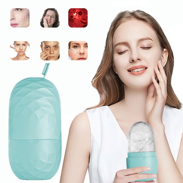 Rouleau de Glace Réutilisable Outil de Massage Rafraîchissant pour Visage Yeux Réduit les Poches Apaise la Peau Réduit les Rides Rouleau en Silicone Couleur Vert Menthe Taille Unique 5VIen
