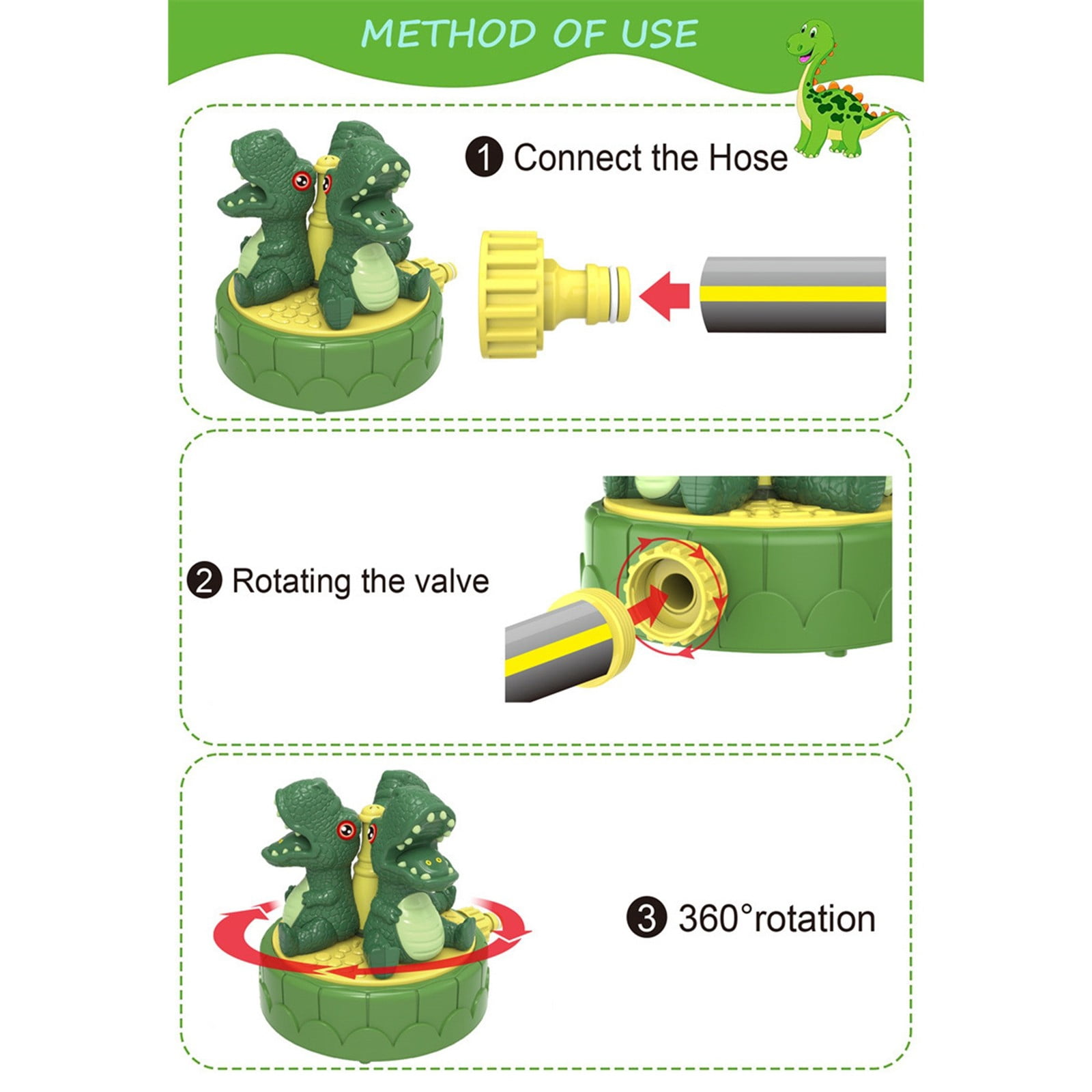 Outdoor Toys Water Sprinkler For Kids KKUYT Dinosaur Splashing Water Toy Nozzle Summer Play For Boys Girls 8 Years