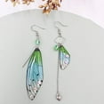 thumbnail image 2 of CNKOO Fairy Cicada Butterfly Wings Earrings Fantasy Tassel Jewelry Gradient Colorful Rhinestone Sequins Long Drop Earrings, 2 of 3