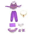 thumbnail image 2 of Conjunto de trajes de danza del vientre para niños, trajes de baile para niñas, ropa de danza del vientre de la India con lentejuelas para niña, para Púrpura Yinane Trajes de danza del vientre, 2 of 8