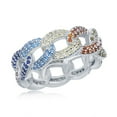 thumbnail image 1 of Daily Delight TheJewelryHut Designer Sterling Silver Multi-Colour CZ Essential Cuban Link Ring, 1 of 2