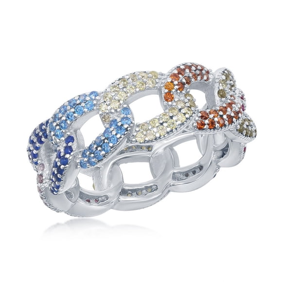 TheJewelryHut Bague Essentielle Cubaine en Argent Sterling Multicolore CZ