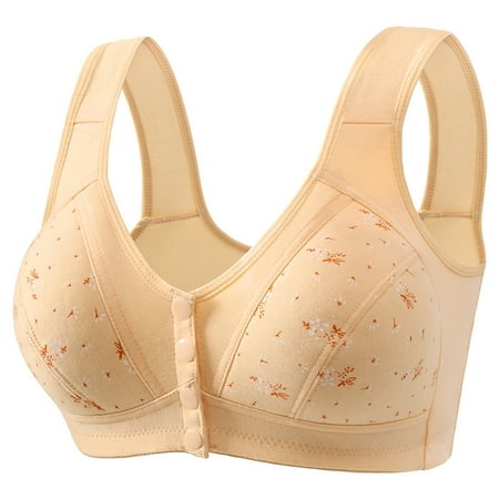 Black of Friday Deals!Clearance Staron Womens Bras  Women Bra Stretch No Underwire Bra Comfortable Front Closure Bra Wireless Front Button Bras Breathable Bra