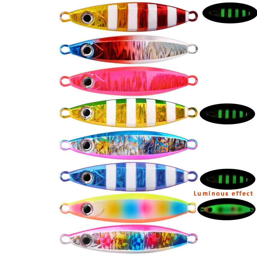 8pcs/lot Metal Jig Fishing Lure 40g 60g 80g100g Night Light Jigging Spinning Pike Swimbait New 2024 Sea Saltwater Fishing Tackle