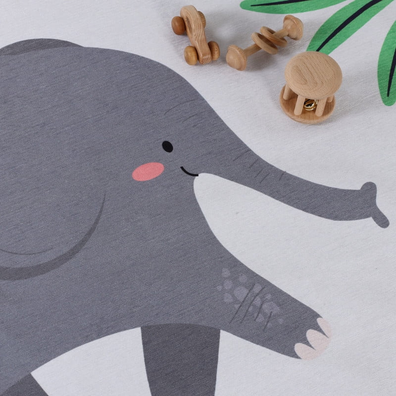 Superior Jungle Animals Non-Slip Washable Indoor Play Rug, 2' x 3', Ivory