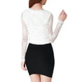 thumbnail image 4 of Top de Encaje Allegra K Bordado Flores Mangas Largas Transparentes Mujer Blanco XL, 4 of 4