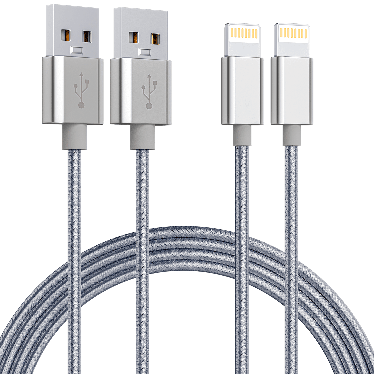 [2 Pack] 6ft Long MFI Certified Phone Charger Cable HeavyDuty Durable Braided Data Sync