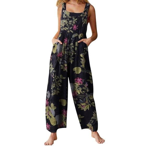 Mono de mujer con bolsillos, sin mangas, piernas anchas, monos de talla grande MABOTO Monos