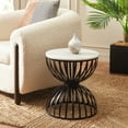 SAFAVIEH Tissaia Modern Marble Round End Table, White Marble/Black ...