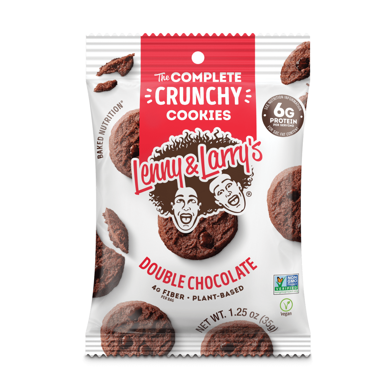 Lenny & Larry's The Complete Crunchy Cookies, Double Chocolate, 12 ct, 1.25oz, Plant-Based Protein Cookies, Vegan, and Non-GMO Project Verified