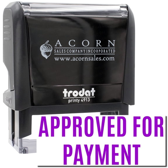 Large Self-Inking Narrow Font Approved for Payment Stamp, Trodat Printy 4913, Press and Print Stamping, Impression Size 7/8" x 2-1/4", Up to 10,000 Impressions - Purple Ink