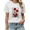 White, variant on UNISHE Women's Modern Doodle Halftone Blue Blossom Art Graphic Short Sleeve T-Shirt Smooth Cotton Crewneck Loose Oversized Summer Black Basic Tee
