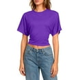thumbnail image 4 of Diufon Womens Crop Tops Summer Crew Neck Short Sleeve Ruched Tunic Top Stretchy Going Out Slim Basic Tees, 4 of 9