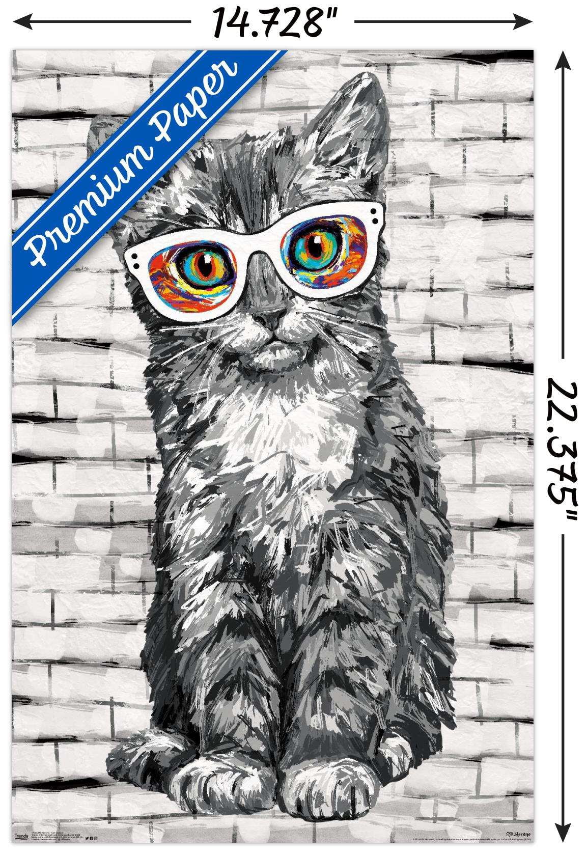 PD Moreno - Cat Glasses Wall Poster, 14.725" x 22.375"