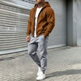 thumbnail image 6 of Mens 2 Piece Suits Full Zipper Drawstring Hooded Sweatshirts Elastic Waist Joggers Solid Color Fashion Comfy Outfits Brown XXL, 6 of 7