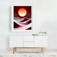 thumbnail image 2 of Crimson Horizon - Digital Art Abstract Minimalist Surrealism Nature Landscape Sunset Geometric White Framed Wall Art Print 8 x 10 inches, 2 of 3