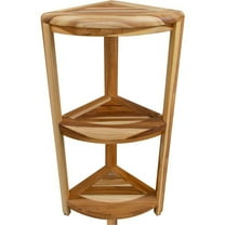 Compact Teak 3 Tier Corner Shower Outdoor Bench - Natural Finish - 33 x 12 x 12 in.