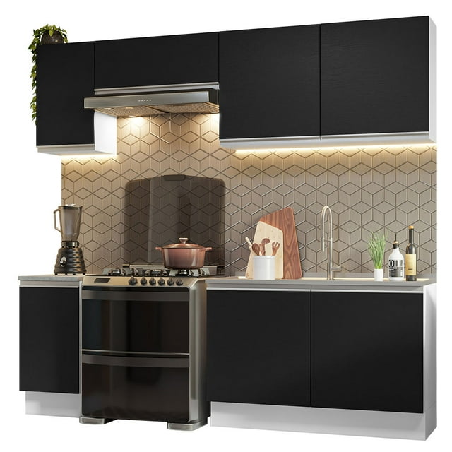 Cocina Integral Completa Madesa Glamy 240cm Blanco/Negro