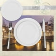 thumbnail image 3 of Ambesonne Landscape Place Mats Set of 4, Old Bridge European, Standard Size, Amber Lilac, 3 of 6