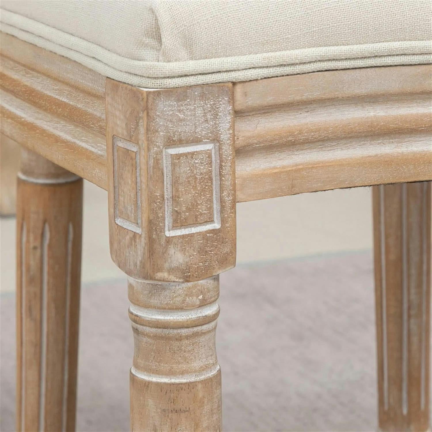 Demi Bonn Dining Chairs Set of 2, French-Style Upholstered Dining Room Chairs with Rattan Backrest and Linen-Touch Upholstery for Kitchen Restaurant, Living Room, White