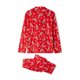 thumbnail image 3 of Conjuntos familiares a juego para padres e hijos Pijamas navideños Estampado de copos de nieve de ciervos Solapas Tops de manga larga + Pantalones largos Pijamas de estar por casa, 3 of 4