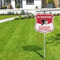 thumbnail image 5 of No Trespassing Shield Sign All Activities Are Monitored By Video Cameras (2 Pack) 12 inch X 12 inch Shield Shaped Commercial Grade Plastic Signs with Aluminum Mounting Stakes Weather, 5 of 8
