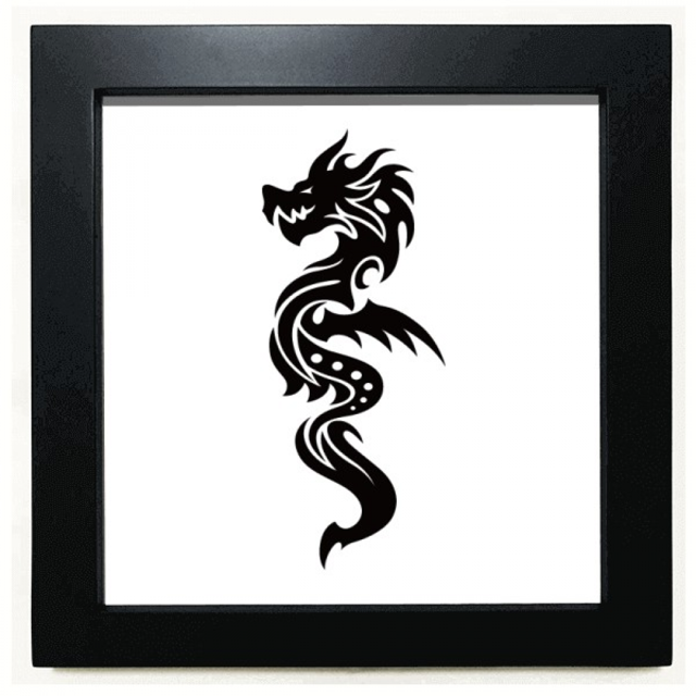 Dragon Animal Art Grain Outline Black Square Frame Picture Wall Tabletop