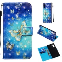 Galaxy Note 10 Case (2019), Allytech PU Leather Slim Fit Lightweight Cards Slots Hand Wrist Full Protective Kickstand Wallet Cases Covers for Samsung Galaxy Note 10, Gold Butterfly