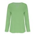 thumbnail image 4 of Womens Tops Spring Long Sleeve Tunic Top V Neck Casual Elegant Blouses Cotton Blend Fabric Lightweight Breathable Wrinkle-Resistant 2Xl Sweaters For Women, 4 of 6