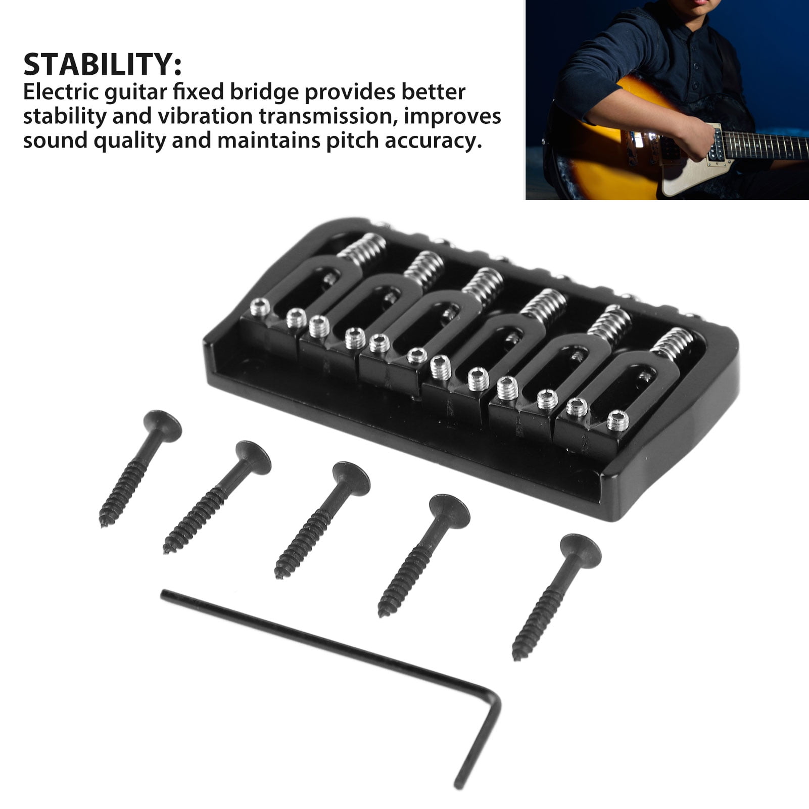Adjustable Electric Guitar Fixed Bridge, Premium Metal Construction for Enhanced Tone  Pitch Accuracy, Easy Install