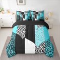 thumbnail image 2 of jejeloiu Geometric Zebra Striped 7 Pieces Bedding Comforter Set,Black White Blue Full Bedding Set For Girls Kids Reversible, 2 of 8