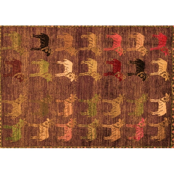 Ahgly Company Indoor Rectangle Abstract Orange Modern Area Rugs, 8' x 10'