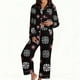thumbnail image 2 of Puyaiuu Women 2 Piece Christmas Satin Pajama Set Cute Print Long Shirt Loose Shorts Matching Set Loungewear Gift, 2 of 5