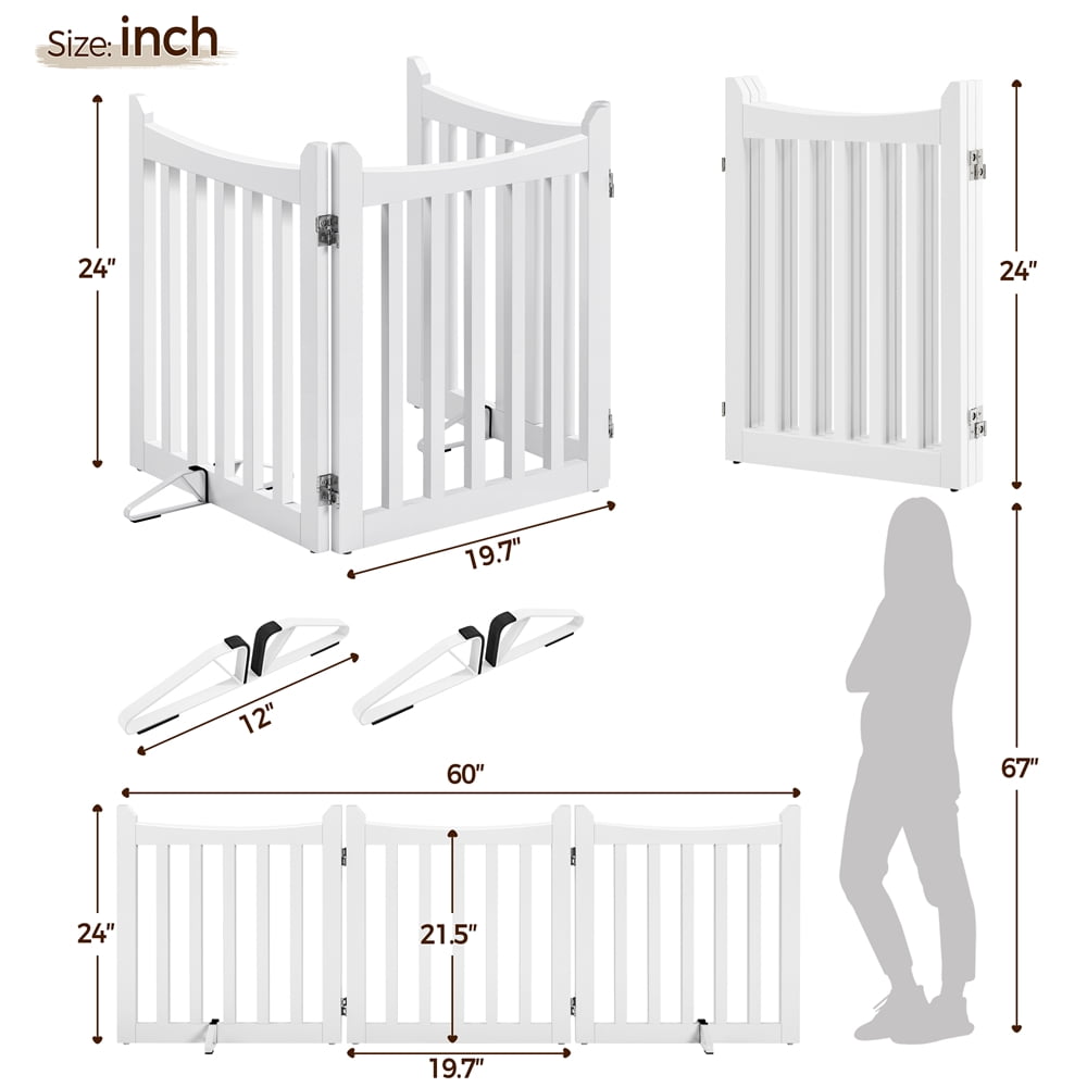 Yaheetech 24" Tall Freestanding Wooden Fence with Door, White