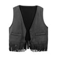 thumbnail image 4 of RUTAYY Children Girls Tank Tops Western Denim Fringe Vest Casual Outfit Outdoor Activities Casual Daily Wear 3-12 Years, 4 of 4