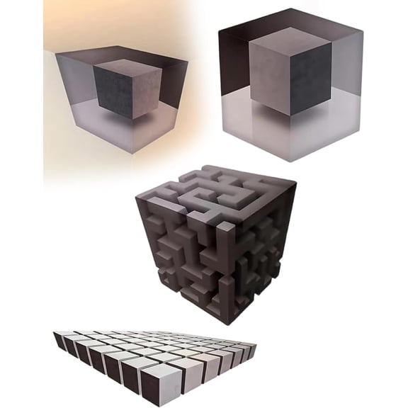 3D Wall Art Optical Illusion Corner Wall Decal That Reshapes Reality, Large Abstract Canvas Removable Peel & Stick Graphic Walls Art, Cube Floating Object Appears to Twist and Shift, Modern Décor