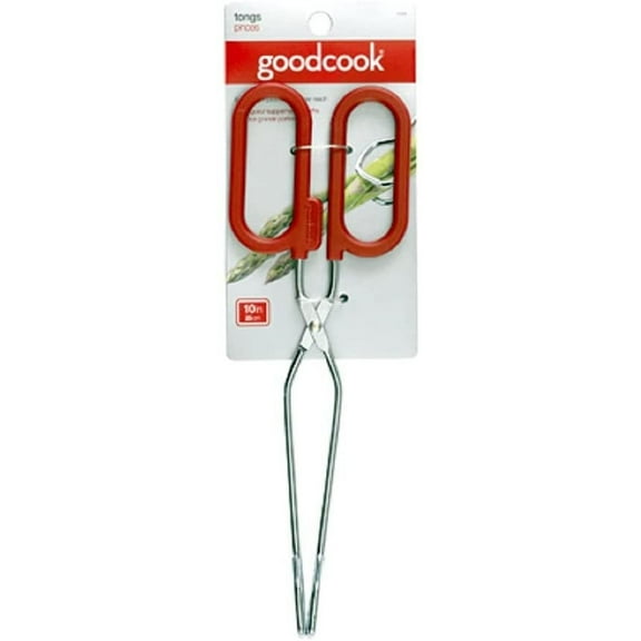 GoodCook Food Tongs Kitchen Utensil - Stainless Steel Head, Plastic Handle - 10", Red